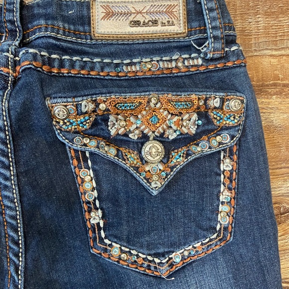 Grace in LA Denim - Grace in LA jeans native pattern turquoise
